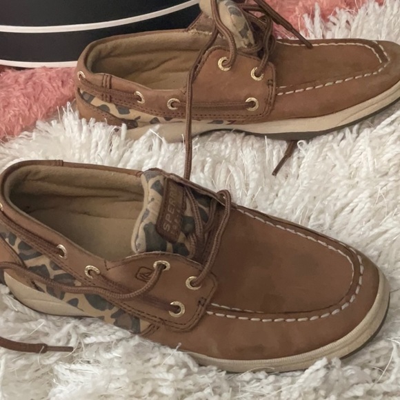 WOMENS LEATHER AND CAMO SPERRY TOP-SIDER SHOES US SIZE 5.5 - Picture 3 of 8